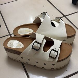 Hatch Cream Platform Sandals with Buckle Detail